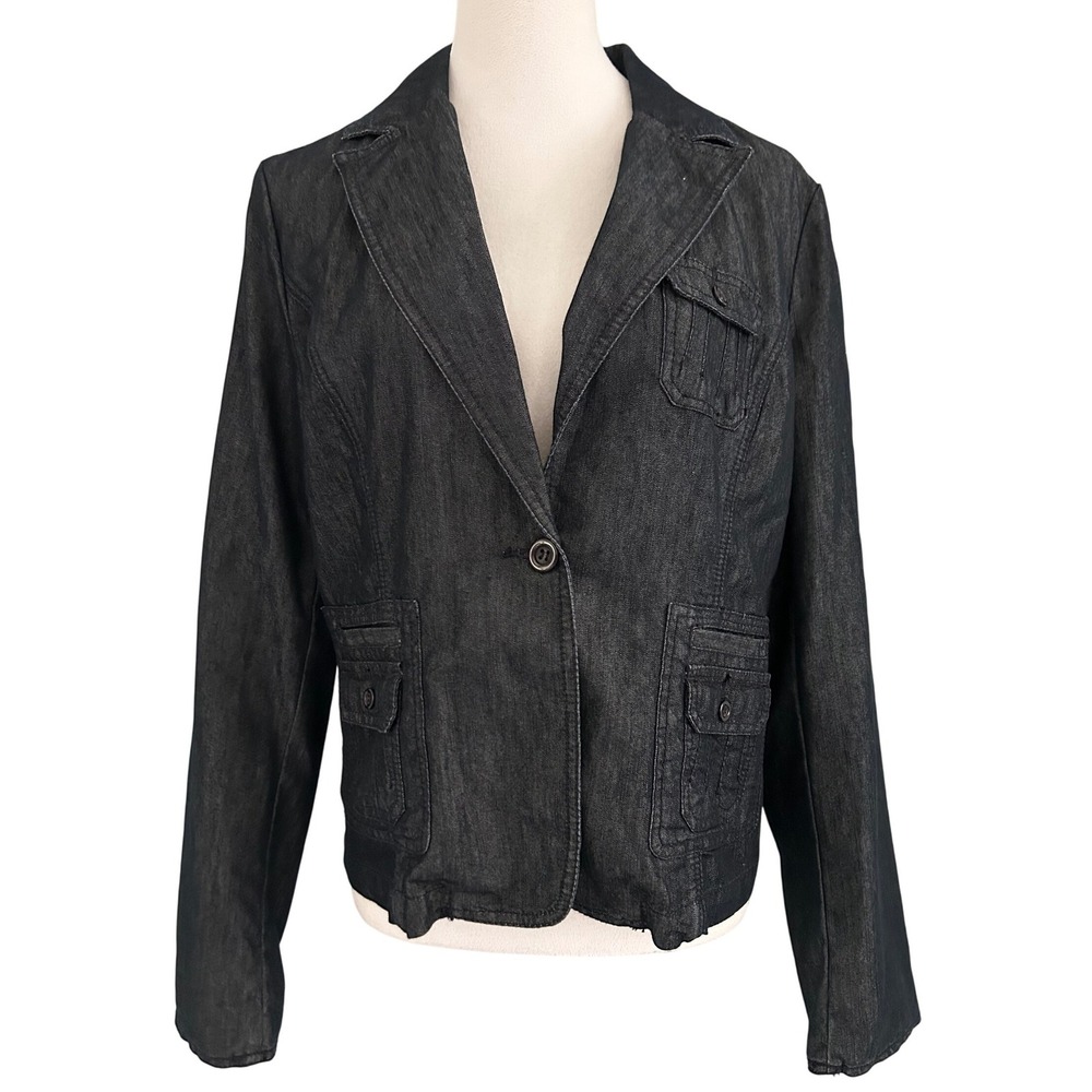 Apostrophe Premium Denim Blazer Jacket Womens 12 Jean Style Career